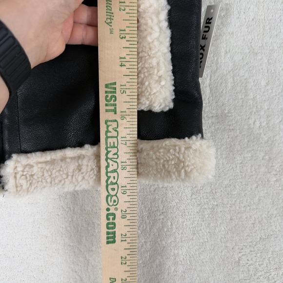 CALI 1850 Los Angeles Black Faux Fur Lined Aviator Vest XS Moto Shearling NWT - Picture 3 of 9